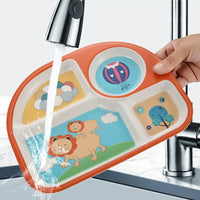 Creative Drop-Proof and Hot-Proof  Bamboo Fiber Baby & Kids Compartment Plate Good Vibrations
