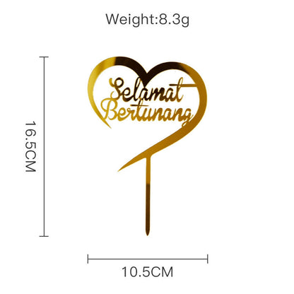 Cross-Border Malay Indonesian Acrylic Cake Insertion Selamat Beitunang Party Cake Decoration Good Vibrations