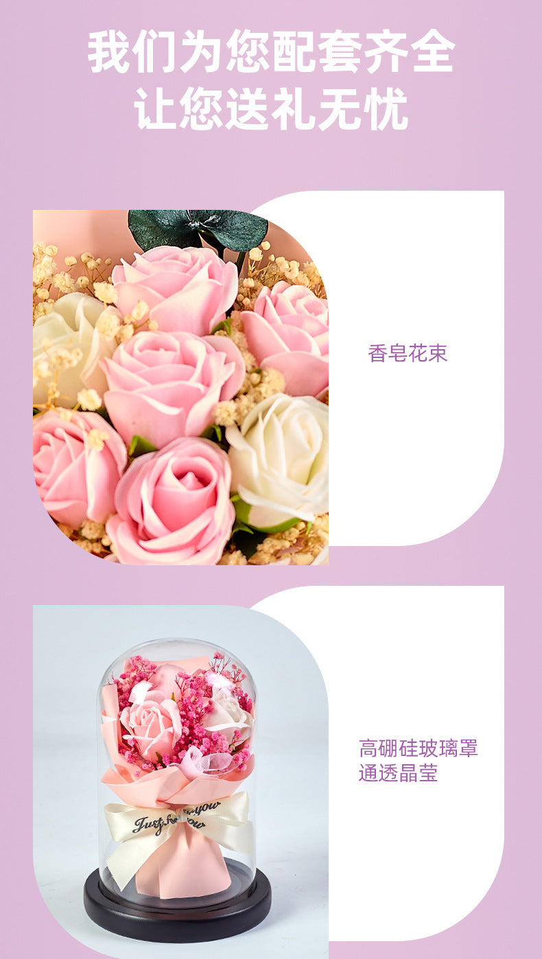 Forever Preserved Real Rose in Glass Dome Women Valentines Day Gifts Eternal Flower for Mother's Day Anniversary Birthday Good Vibrations