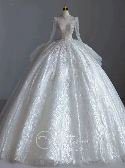 Short Long-Sleeved Socialite Wedding Dress