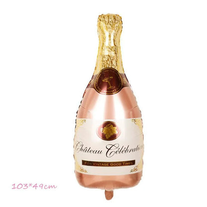 Adult Birthday Arrangement Champagne Bottle Wine Glass Shape Aluminum Film Balloon Wedding Party New Year Decoration Photo Props Good Vibrations
