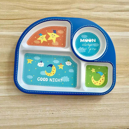 Creative Drop-Proof and Hot-Proof  Bamboo Fiber Baby & Kids Compartment Plate Good Vibrations