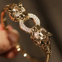 Di Li Xue High Version Heavy Industry Inlaid Zircon Leopard Bracelet Classy Design Opening Bracelet Europe and America Cross Border Good Vibrations