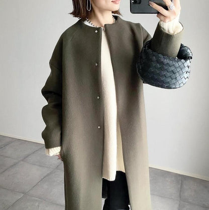 2026 Autumn/Winter New Style Lotte Ins Hot-Selling Loose Slimming Casual Simple Straight-Leg Coat Solid Color Overcoat for Women Good Vibrations
