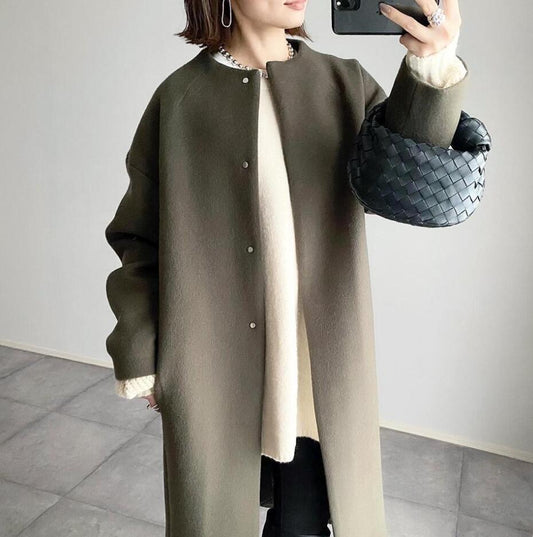 2026 Autumn/Winter New Style Lotte Ins Hot-Selling Loose Slimming Casual Simple Straight-Leg Coat Solid Color Overcoat for Women Good Vibrations