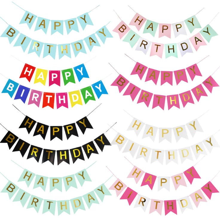 Kids Birthday Party Decoration Dovetail Birthday Pulling Banner Happy Birthday Letter Banner Fishtail Flag Good Vibrations