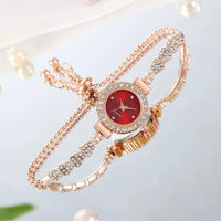 2024 New Arrival Fashion Diamond round Women's Watch Free Adjustment Bracelet Watch Women's Quartz Watch Good Vibrations
