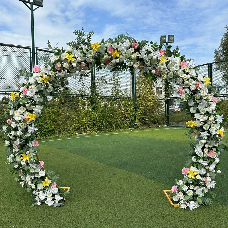 Double-Pole Iron Full Flower Arch Shelf Entrance Door Layout Semicircle Arch Wedding Scene Decoration Background Door Frame Good Vibrations