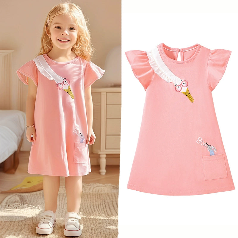 Girl Short Sleeve Pure Cotton T-shirt Purple Fashionable Dress Good Vibrations