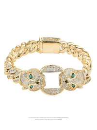 Accessible Luxury Double-Headed Leopard Titanium Steel Hip Hop Style Men's Bracelet Good Vibrations