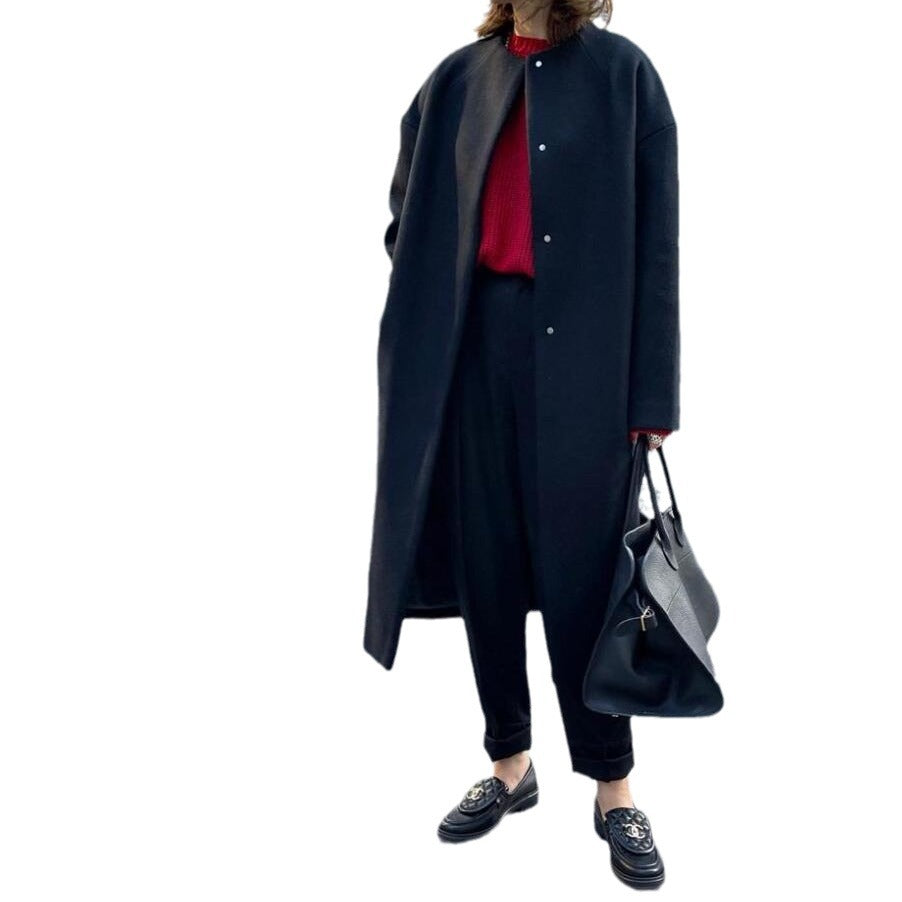 2026 Autumn/Winter New Style Lotte Ins Hot-Selling Loose Slimming Casual Simple Straight-Leg Coat Solid Color Overcoat for Women Good Vibrations