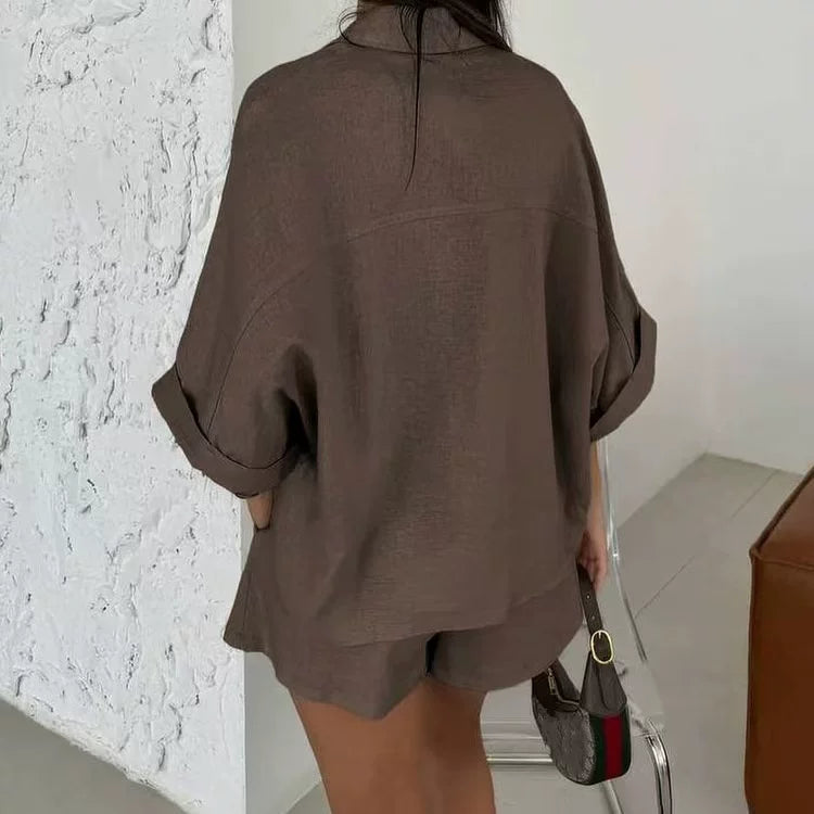 Fashion Style New Arrival Fashion All-Match Loose Shirt Shorts Suit Loose Shirt and Shorts Set Good Vibrations