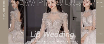 Primary Wedding Dress 2024 Bride New Arrival French Advanced Texture Pregnant Women Heavy Industry Vintage Court Style Trailing Long Sleeves Good Vibrations