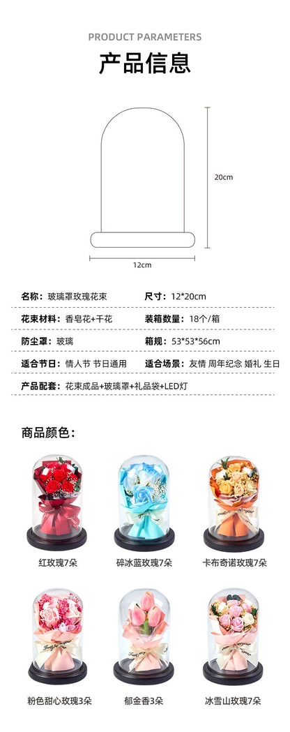 Forever Preserved Real Rose in Glass Dome Women Valentines Day Gifts Eternal Flower for Mother's Day Anniversary Birthday Good Vibrations