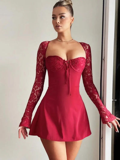 Shemoda Tether Sexy High Waist Long Sleeves Dress