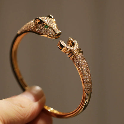 Di Li Xue High Version Heavy Industry Inlaid Zircon Leopard Bracelet Classy Design Opening Bracelet Europe and America Cross Border Good Vibrations