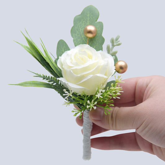 Mori Style Fresh Artificial Rose Groomsman and Bridesmaid Corsage Bridegroom Bride Wedding Wedding and Wedding Celebration Supplies Placket Flower Good Vibrations