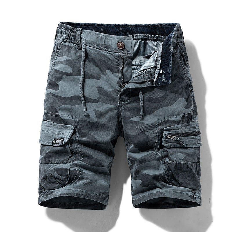 Men's Summer New Camouflage American Street Outdoor Tooling Shorts Stretch Cross-border for Amazon 9383 Good Vibrations