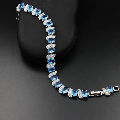 Light Luxury Zircon Bracelet Classic Hand Jewelry Chicken Leg Curved Moon Color Jewelry Gem Seven Color European and American Bracelet Women Good Vibrations
