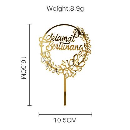 Cross-Border Malay Indonesian Acrylic Cake Insertion Selamat Beitunang Party Cake Decoration Good Vibrations