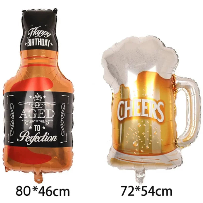 Adult Birthday Arrangement Champagne Bottle Wine Glass Shape Aluminum Film Balloon Wedding Party New Year Decoration Photo Props Good Vibrations