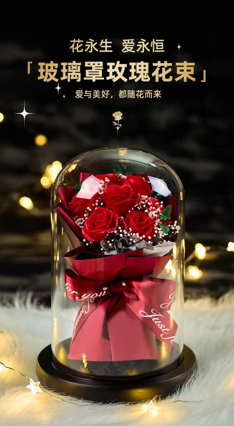 Forever Preserved Real Rose in Glass Dome Women Valentines Day Gifts Eternal Flower for Mother's Day Anniversary Birthday Good Vibrations