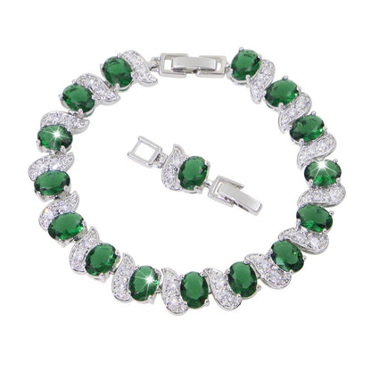 Light Luxury Zircon Bracelet Classic Hand Jewelry Chicken Leg Curved Moon Color Jewelry Gem Seven Color European and American Bracelet Women Good Vibrations