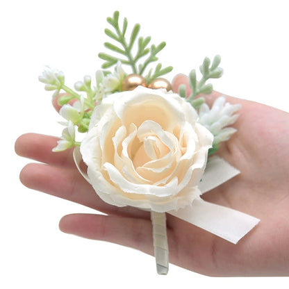 Mori Style Fresh Artificial Rose Groomsman and Bridesmaid Corsage Bridegroom Bride Wedding Wedding and Wedding Celebration Supplies Placket Flower Good Vibrations