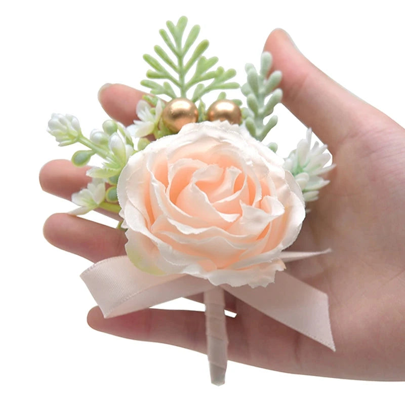 Mori Style Fresh Artificial Rose Groomsman and Bridesmaid Corsage Bridegroom Bride Wedding Wedding and Wedding Celebration Supplies Placket Flower Good Vibrations