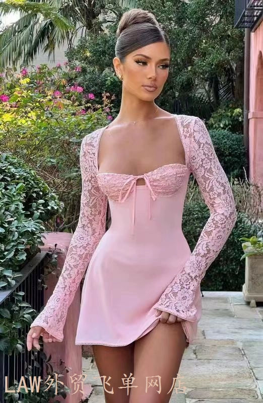 Sexy Top Slim Fit Tank Dress Sexy Lace Lace Silm Backless Dress Good Vibrations