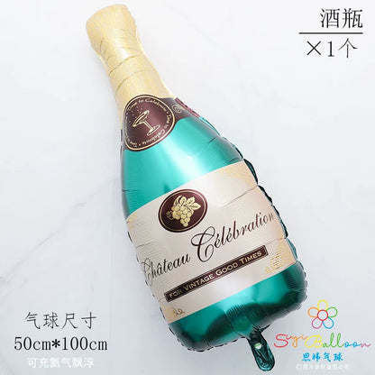 Large Champagne Bottle Wine Glass Aluminum Foil Balloon Mini Bottle Cup Wedding Party Bar Decoration Balloon Good Vibrations