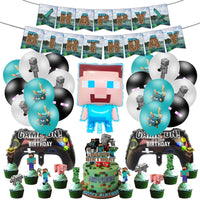 New Arrival My World Doll Building Blocks Theme Boy Birthday Scene Balloon Layout Party Cake Decoration Stickers Good Vibrations