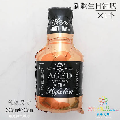 Large Champagne Bottle Wine Glass Aluminum Foil Balloon Mini Bottle Cup Wedding Party Bar Decoration Balloon Good Vibrations