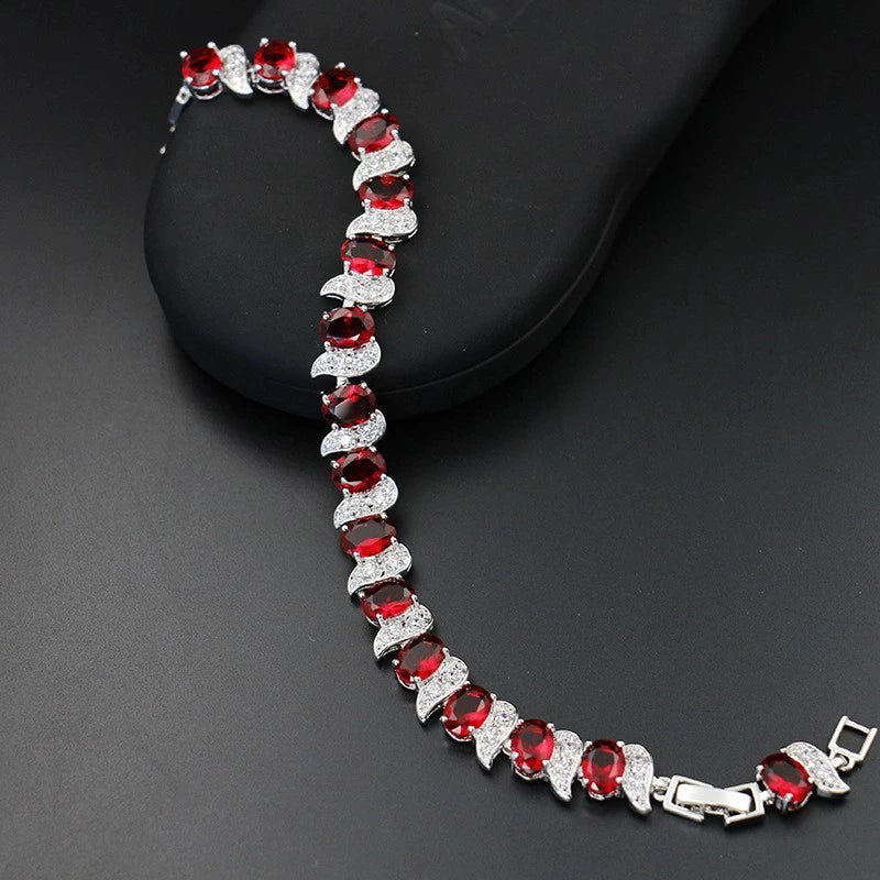 Light Luxury Zircon Bracelet Classic Hand Jewelry Chicken Leg Curved Moon Color Jewelry Gem Seven Color European and American Bracelet Women Good Vibrations
