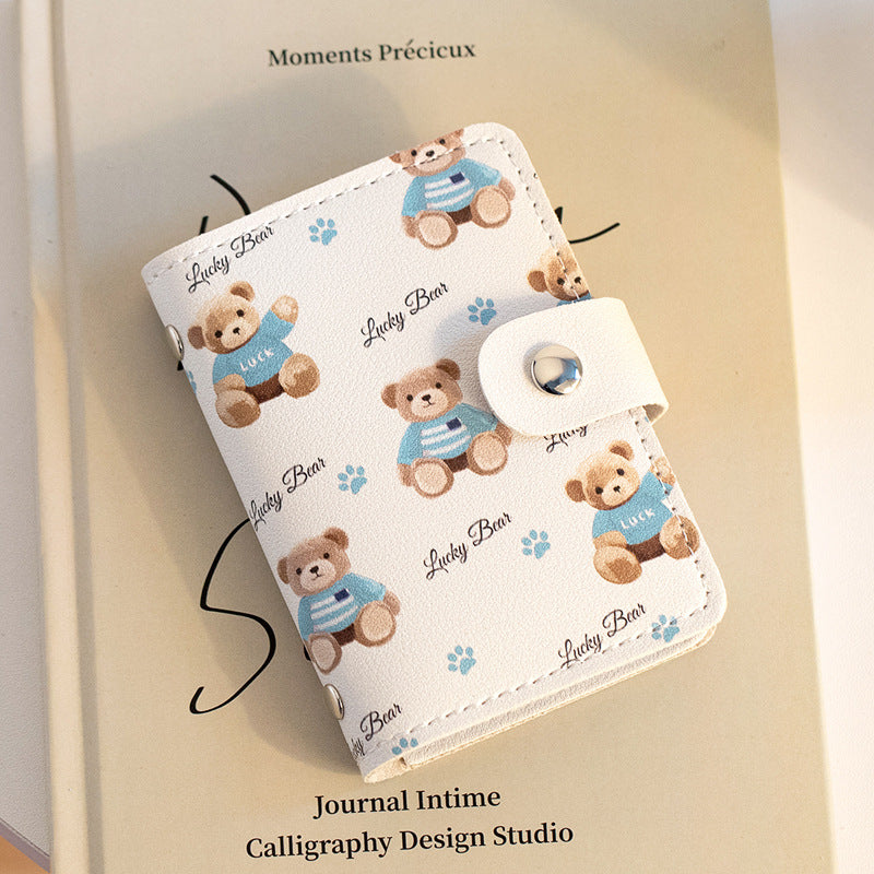 Cute Cartoon Card Bag Women's Buckle Large Capacity Multi-Card Slot Ultra-thin Small Men's Card Clamp Bag Driver's License Card Cover Good Vibrations
