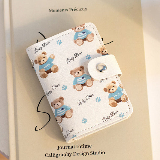 Cute Cartoon Card Bag Women's Buckle Large Capacity Multi-Card Slot Ultra-thin Small Men's Card Clamp Bag Driver's License Card Cover Good Vibrations