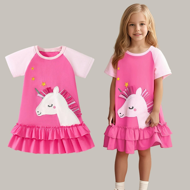 Girl Short Sleeve Pure Cotton T-shirt Purple Fashionable Dress Good Vibrations