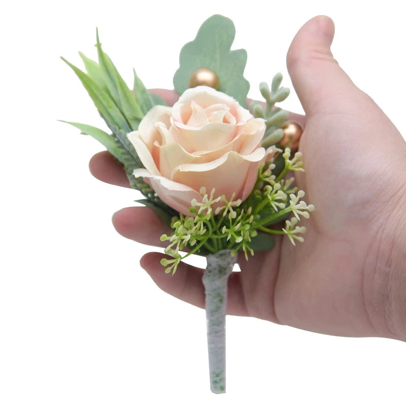 Mori Style Fresh Artificial Rose Groomsman and Bridesmaid Corsage Bridegroom Bride Wedding Wedding and Wedding Celebration Supplies Placket Flower Good Vibrations
