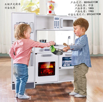 Kids Play House Refrigerator Wooden Children's Early Education Baby Girl Smart Water Wooden Kitchen Toys Suit Good Vibrations