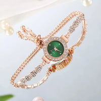 2024 New Arrival Fashion Diamond round Women's Watch Free Adjustment Bracelet Watch Women's Quartz Watch Good Vibrations