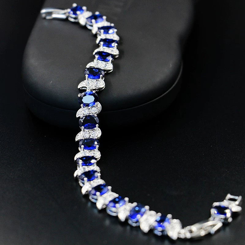 Light Luxury Zircon Bracelet Classic Hand Jewelry Chicken Leg Curved Moon Color Jewelry Gem Seven Color European and American Bracelet Women Good Vibrations