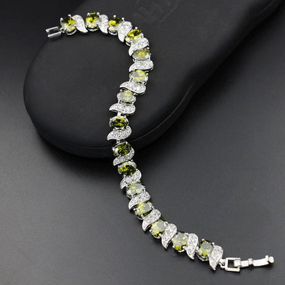 Light Luxury Zircon Bracelet Classic Hand Jewelry Chicken Leg Curved Moon Color Jewelry Gem Seven Color European and American Bracelet Women Good Vibrations