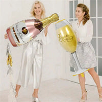 Adult Birthday Arrangement Champagne Bottle Wine Glass Shape Aluminum Film Balloon Wedding Party New Year Decoration Photo Props Good Vibrations