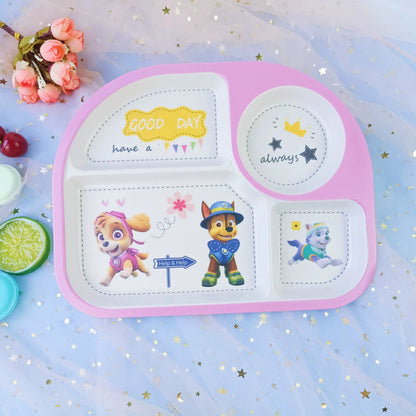 Creative Drop-Proof and Hot-Proof  Bamboo Fiber Baby & Kids Compartment Plate Good Vibrations