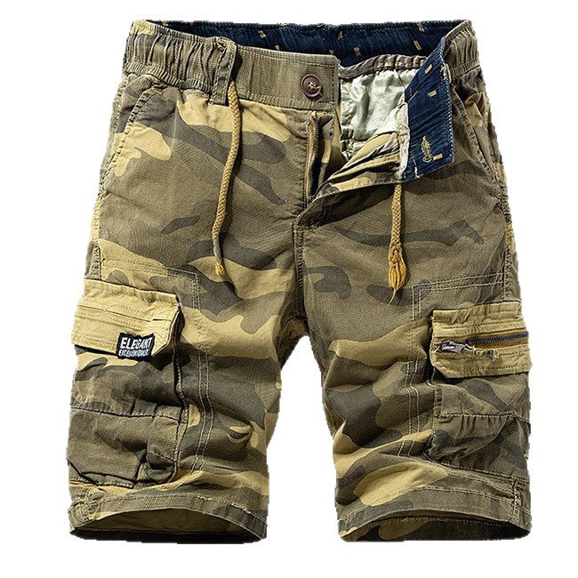 Men's Summer New Camouflage American Street Outdoor Tooling Shorts Stretch Cross-border for Amazon 9383 Good Vibrations