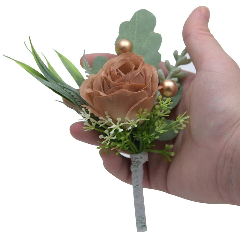 Mori Style Fresh Artificial Rose Groomsman and Bridesmaid Corsage Bridegroom Bride Wedding Wedding and Wedding Celebration Supplies Placket Flower Good Vibrations