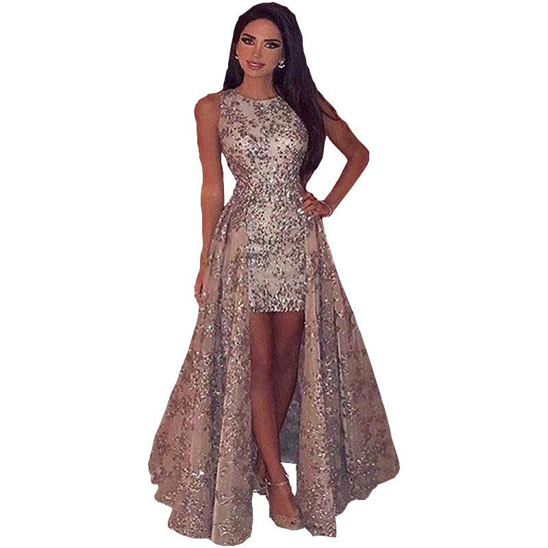 Wedding Party Dress Female Evening Elegant Sexy Deep V Neck Strap Sleeveless Sequined Long Maxi Dresses for Women 2024 Good Vibrations