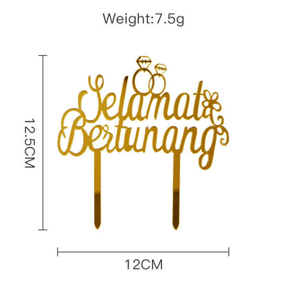 Cross-Border Malay Indonesian Acrylic Cake Insertion Selamat Beitunang Party Cake Decoration Good Vibrations