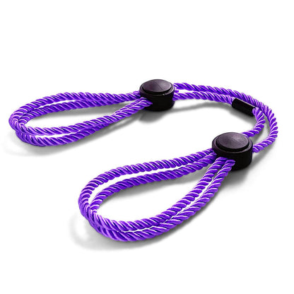 Erotic adjustable handcuffs ankle cuffs BDSM adult toy in purple rope design.