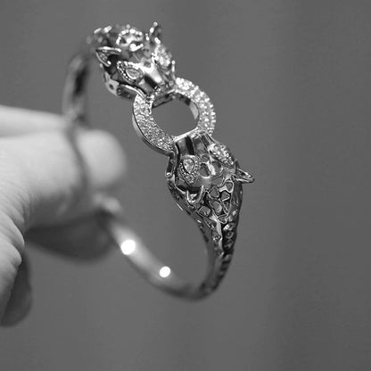 Di Li Xue High Version Heavy Industry Inlaid Zircon Leopard Bracelet Classy Design Opening Bracelet Europe and America Cross Border Good Vibrations